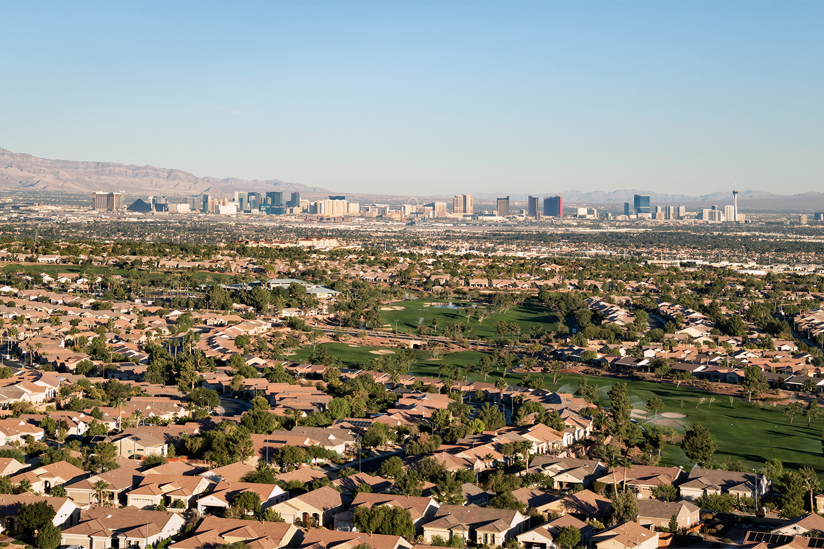Aerial view of suburban Las Vegas neighborhood